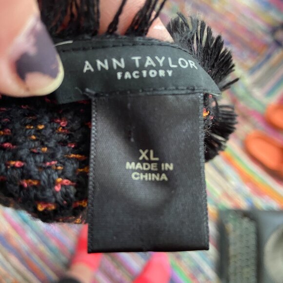 AnneTaylor Factory Red and Black Open Front Cardigan XL - Picture 8 of 9